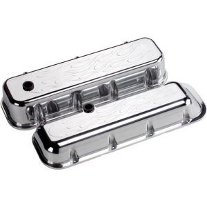 Billet Valve Cover Chevrolet BB (Tall) Ball Flame Polished  ***DISCONTINUED*** Photo Main