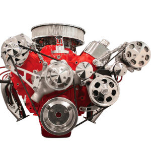 Billet Serpentine Conversion Kit BB Chevrolet LWP Top Mount Alternator, A/C & Power Steering Kit Photo Main