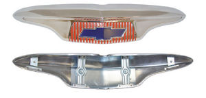 1954-55 1st Series Chevrolet Truck Hood Emblem (w/ fasteners), Stainless Steel w/ Painted Details Photo Main