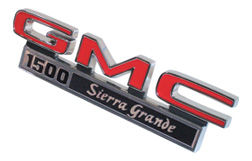 1971-72 GMC Truck "GMC 1500 Sierra Grande" Fender Side Emblems, (w/ fasteners) Photo Main