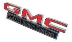 1971-72 GMC Truck "GMC 2500 Super Custom" Fender Side Emblems, (w/ fasteners) Photo Main