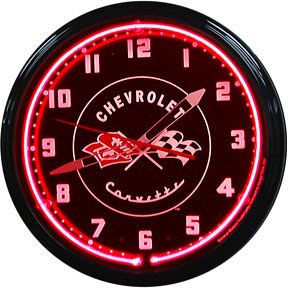 1953-55 Chevrolet Corvette Neon Clock with Red Neon Photo Main