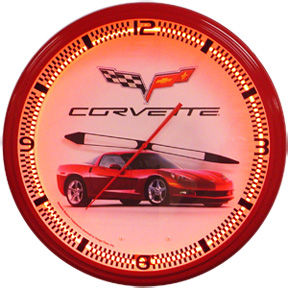 Corvette C6 Red Neon Clock with Red Neon Photo Main