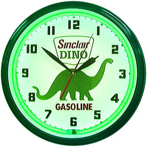 Sinclair Dino Gasoline Neon Clock with Green Neon Photo Main