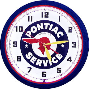 Pontiac Service Neon Clock with White Neon Photo Main