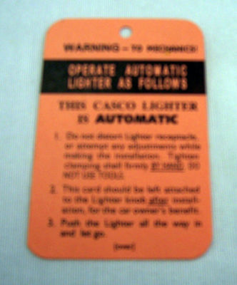1946-59/1946-60T Chevrolet Casco lighter instruction tag Photo Main