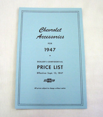 1947/1947T Chevrolet New car/truck retail accesory price booklet Photo Main