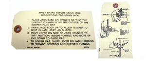 1941-48 Chevrolet Jack instruction tag  Photo Main