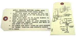 1949-53 Chevrolet Jack instruction tag  Photo Main