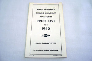1940/1940T Chevrolet New car/truck retail accesory price booklet Photo Main