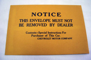 1937-54/1937-54T Chevrolet Break-in MPH instruction tag Photo Main
