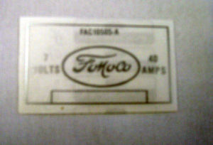 1952-54 Ford Voltage regulator decal Photo Main