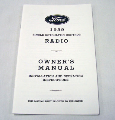 1939 Ford Radio owners manual Photo Main