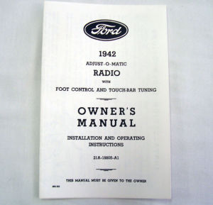 1941 Ford Radio owners manual Photo Main
