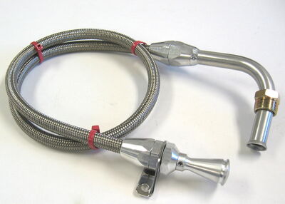 HI-TECH FLEXIBLE BRAIDED TRANS DIPSTICK - FORD C-4 PAN FIREWALL MOUNT - STAINLESS 36IN. Photo Main