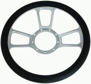 Billet Aluminum Steering Wheel Half Wrap Leather Chrome 14" X 2" Depth Photo Main
