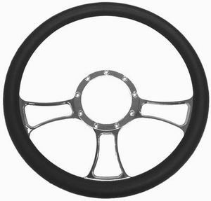 Billet Aluminum Steering Wheel Half Wrap Chrome 14" X 2" Dish Depth Photo Main