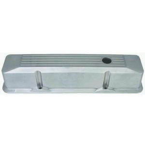 1958-86 SB Chevrolet Recessed Aluminum Chromed Valve Covers - Tall, Ball-Milled w/ Holes Photo Main