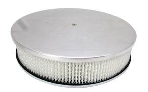 14X3 Air Cleaner Plain Polished Aluminum W/ Dominator Base - Paper Element Photo Main