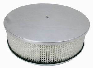 14X4 Air Cleaner Plain Polished Aluminum W/ Off-Set Base - Paper Element Photo Main