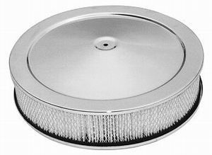  Chrome Muscle Car Style Air Cleaner W/ Flat Base 14"X 3" - Paper Element Photo Main