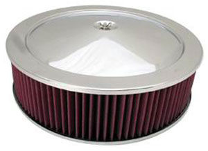  Chrome Muscle Car Style Air Cleaner W/ Off-Set Base 14" X 4" - Washable Element Photo Main
