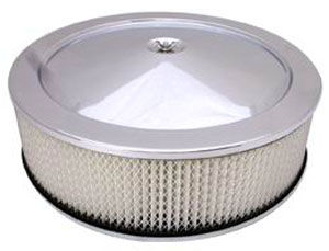  Stainless Muscle Car Style Air Cleaner W/ Flat Base 14" X 4" - Paper Element Photo Main