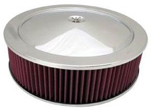  Stainless Muscle Car Style Air Cleaner W/ Recessed Base 14" X 4" - Washable Element Photo Main