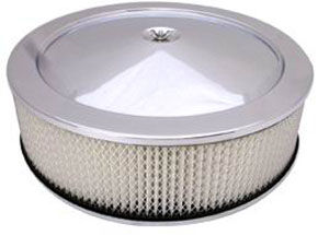  Stainless Muscle Car Style Air Cleaner W/ Hi-Lip Base 14" X 4" - Paper Element Photo Main