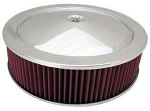 Stainless Muscle Car Style Air Cleaner W/ Hi-Lip Base 14" X 4"- Washable Element Photo Main