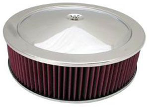  Stainless Muscle Car Style Air Cleaner W/ Off-Set Base 14" X 4" - Washable Element Photo Main
