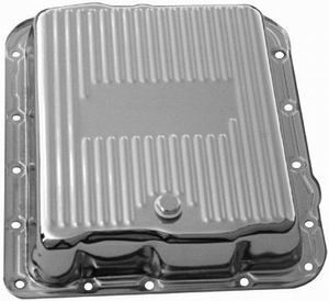 Chrome Steel Transmission Pan 700R4 & 4L60 - Finned Extra Capacity Photo Main