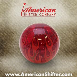 Clear Red Flame Shift Knob with Metal Flake Photo Main