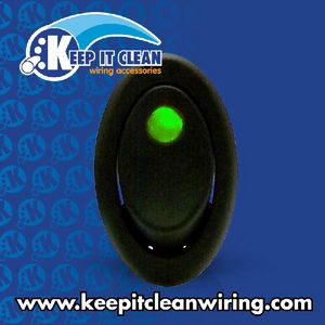 Oval LED Rocker Switch - Green 20a/12vdc Photo Main