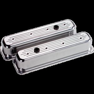 Billet Centerbolt Valve Cover Chevrolet SB (Tall) Ball Milled Polished Photo Main