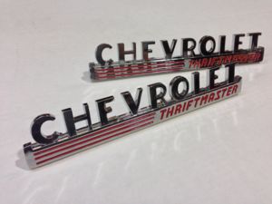 1947-49 Chevrolet Truck Hood Side Emblems "Chevrolet Thriftmaster", w/Fasteners Photo Main