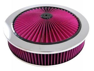14X3" Top Flow Air Cleaner Kit - Washable Element, Chrome Ring W/ Flat Base Photo Main