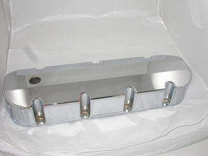 1965-95 BB Chevrolet Fabricated Polished Aluminum Flat Top Valve Covers - Tall, w/ Holes Photo Main