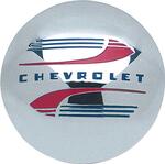 1941-46 Chevrolet Truck Hub cap set, "Chevrolet" polished stainless steel, red and blue painted details (1/2 ton) Set of 4.