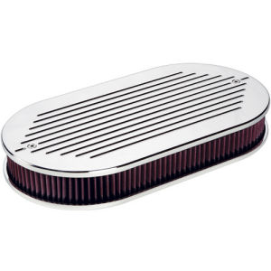 Dual Quad Oval Air Cleaner Ball Milled Polished Photo Main