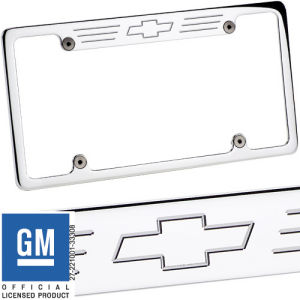 Billet License Plate Frame Bowtie Polished Photo Main