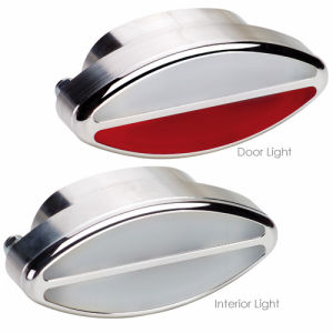 Billet Interior Door Light Elliptical Red/White Lens Polished Photo Main