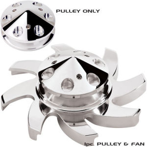 Billet Alternator Fan & Pulley w/ Nose Cone Polished  Photo Main