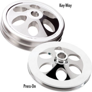 Billet Power Steering Pulley 1 Groove Keyway Style Polished Photo Main