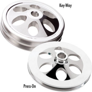 Billet Power Steering Pulley 1 Groove Press-On Style Polished Photo Main