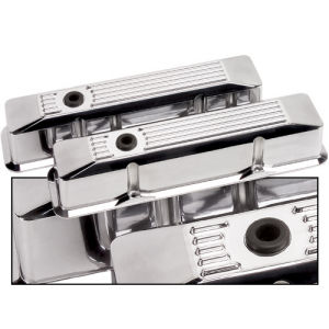 Billet Valve Cover Chevrolet SB (Tall) Ribbed Polished Photo Main