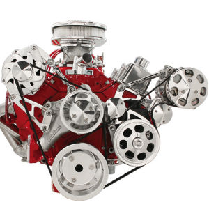 Billet Serpentine Conversion Kit SB Chevrolet LWP Top Mount Alternator, Power Steering & A/C Photo Main