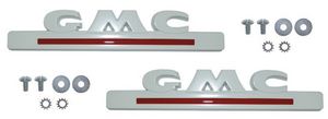 1947-54 GMC Truck Hood Side Emblems, White w/ Red Painted Details Photo Main