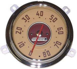 1947-51 GMC Truck Speedometer Cluster, 0-80 MPH, with Red Needle, Complete Assembly Photo Main