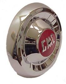 1955-59 GMC Truck Hub Caps, "GMC" Chrome Plated, Red Painted Details (1/2 ton) Set of 4. Photo Main